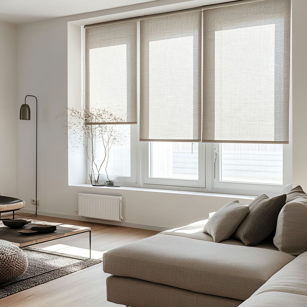 Cortinas roller screen en ventanal de piso a techo en Concepción